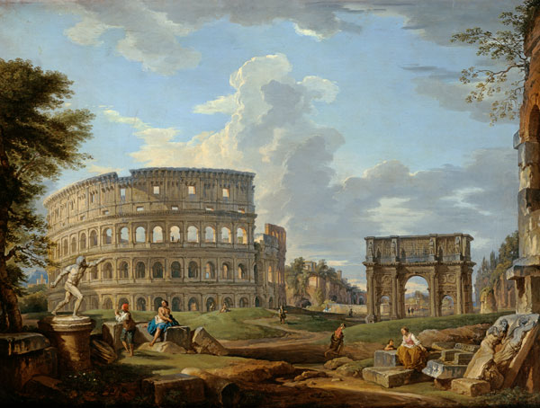 The Colosseum and the Arch of Constantine à Giovanni Paolo Pannini
