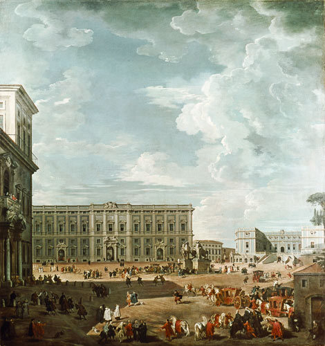 View of the Piazza del Quirinale, Rome à Giovanni Paolo Pannini