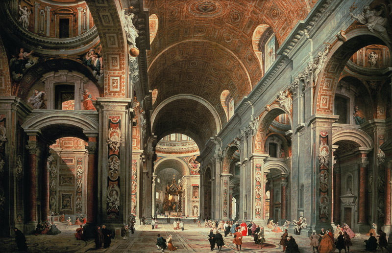 Interior of St. Peter's, Rome à Giovanni Paolo Pannini ou Panini