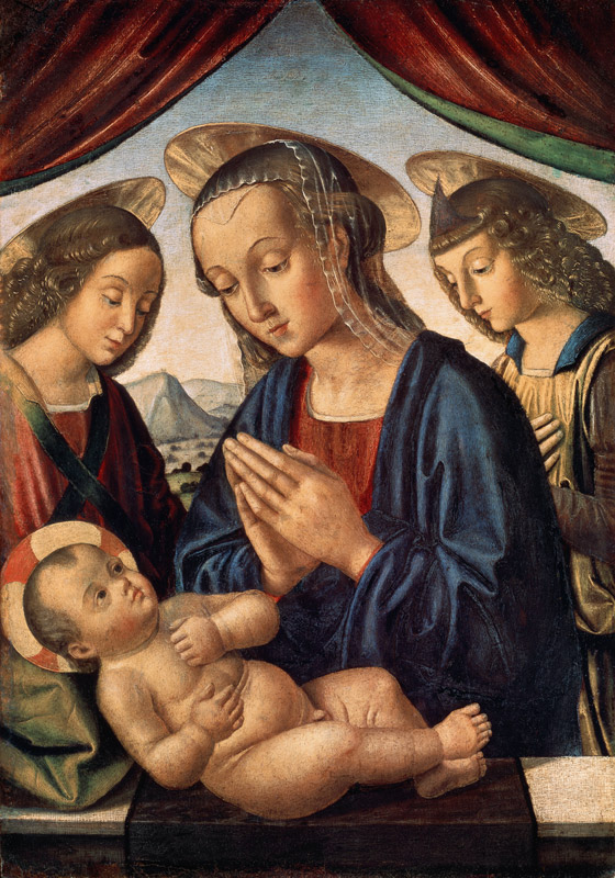 Virgin and child with angels à Giovanni Santi