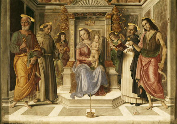 G.Santi, Maria mit Kind u.Heiligen à Giovanni Santi
