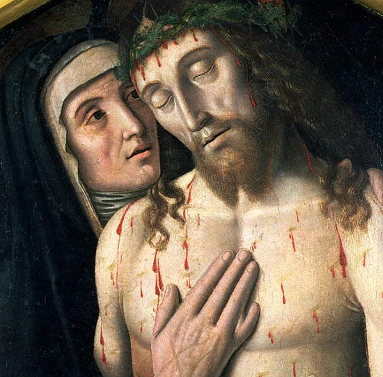 Lamentation of the Dead Christ (detail of 80450) à Giovanni Santi ou Sanzio