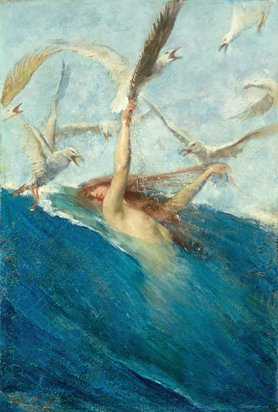 A Mermaid Being Mobbed by Seagulls à Giovanni Segantini