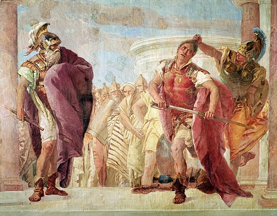 Minerva Preventing Achilles from Killing Agamemnon, from ''The Iliad'' by Homer, 1757 à Giovanni Battista (Giambattista) Tiepolo
