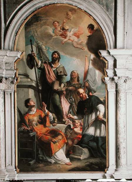 Saint Lawrence, Saint Francis of Sales, Saint Rocco and Saint Anne à Girolamo Brusaferro