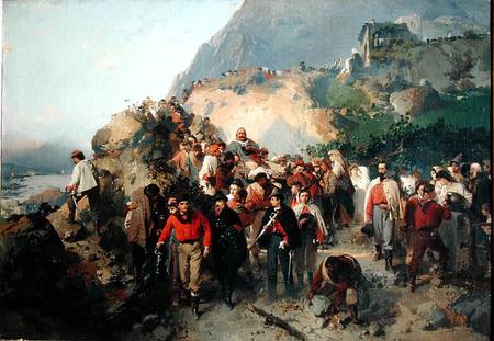 The Injured Garibaldi (1807-82) in the Aspromonte Mountains à Girolamo Induno