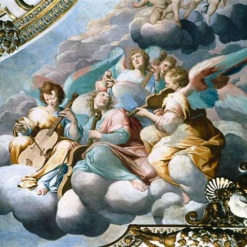 Détail d'anges musiciens, de la voûte d'un choeur à Giulio Cesare Procaccini