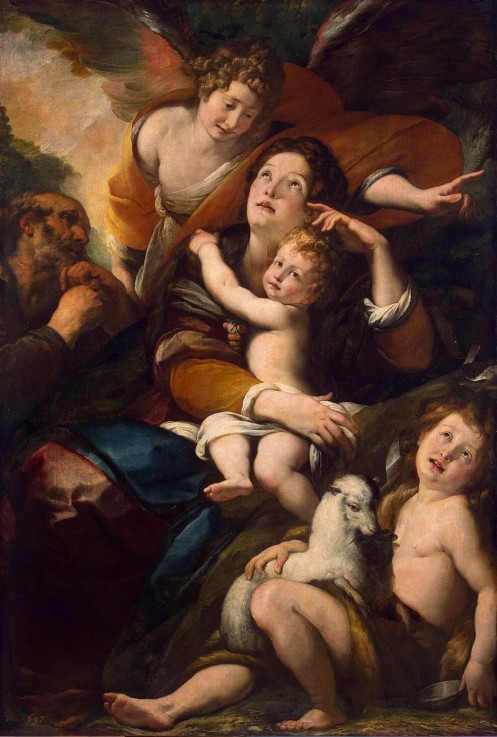 The Holy Family with John the Baptist and Angel à Giulio Cesare Procaccini