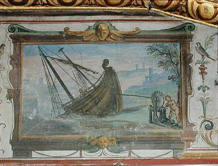 An endless screw that allowed Archimedes (c.287-12 BC) to drag a ship ashore, Stanza della Mattemati à Giulio Parigi