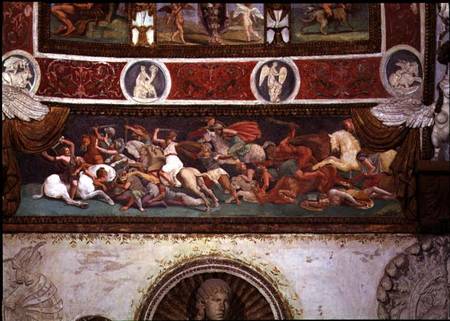 Camera delle Aquile, detail of the frieze depicting the battle between the Greeks and the Amazons à Giulio Romano