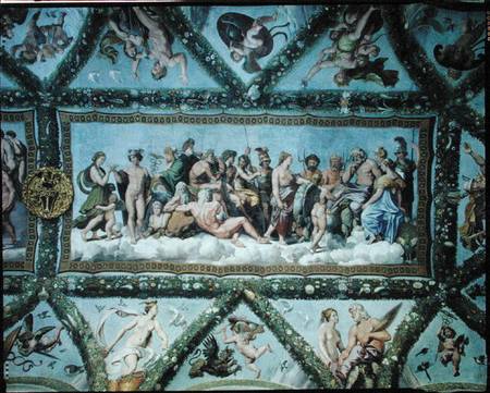 The Council of the Gods, ceiling decoration from the 'Loggia of Cupid and Psyche' à Giulio Romano
