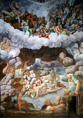 Detail of the destruction of the giants by Jupiter's thunderbolts, Sala dei Giganti, 1536 (fresco) à Giulio  Romano