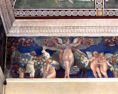 Frieze from the 'Camera con Fregio di Amorini' (Chamber of the Cupid Frieze) detail of two cupids, o à Giulio Romano