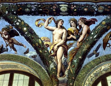 The Three Graces, from the 'Loggia of Cupid and Psyche' à Giulio Romano