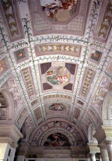 The Loggia di Davide (or D'Onore), ceiling depicting biblical subjects including a lunette of David à Giulio  Romano