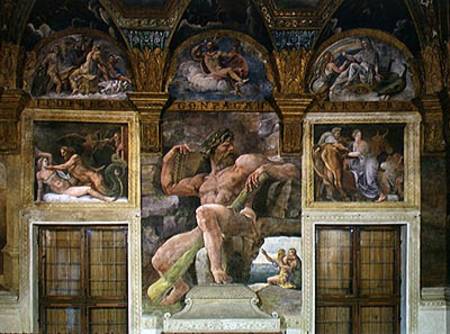 Olympia seduced by Jupiter, Polyphemus guarding Acis and Galatea, Pasiphae entering the cow construc à Giulio Romano