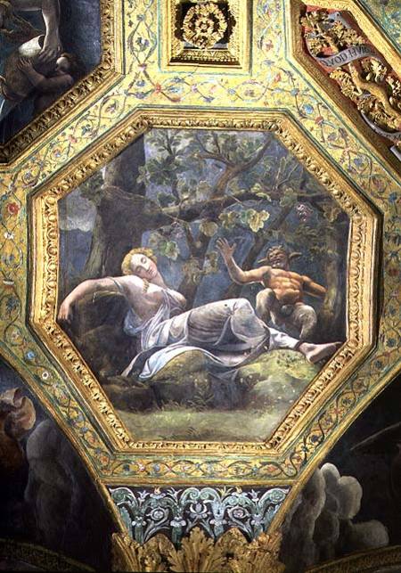 Psyche sleeping in the valley of Cupid, ceiling caisson from the Sala di Amore e Psiche à Giulio Romano