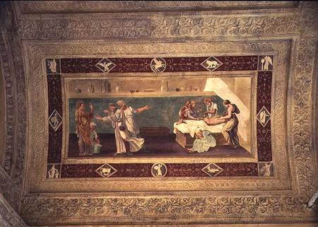 Scene of a doctor attending a sick man, ceiling painting from the Giardino Segreto à Giulio Romano