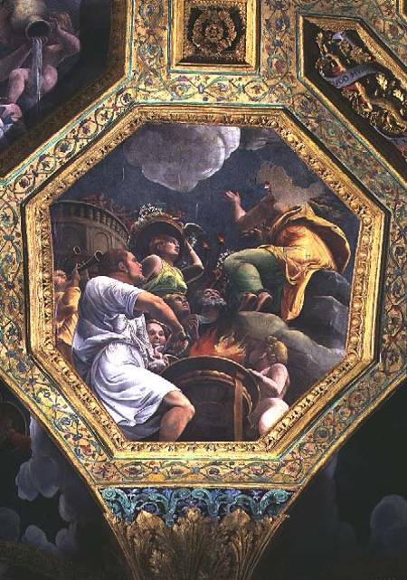 Scene of the sacrifice of a dove, ceiling caisson from the Sala di Amore e Psiche à Giulio Romano