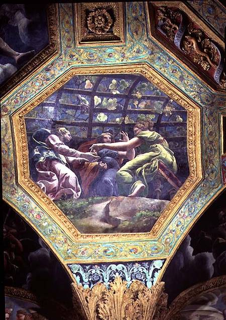 Women gathering grapes, ceiling caisson from the Sala di Amore e Psiche à Giulio Romano