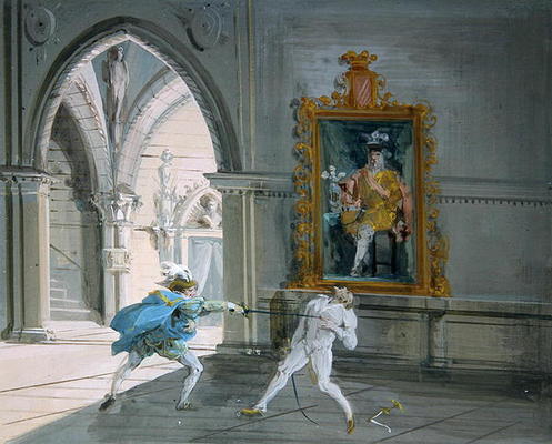 Don Juan, The Duel (w/c on paper) à Giuseppe Bernardino Bison