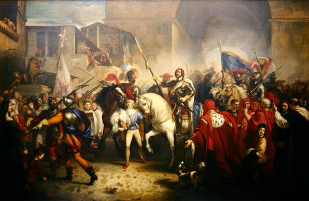 Entry of Charles VIII (1470-98) into Florence in 1494 (oil on canvas) à Giuseppe Bezzuoli