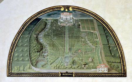 Villa Pratolino (Demidoff) from a series of lunettes depicting views of the Medici villas à Giusto Utens