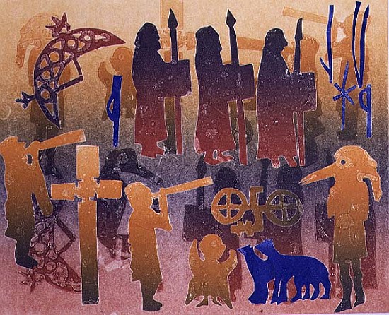 Pictish Ceremony, 1996 (monotype)  à Gloria  Wallington