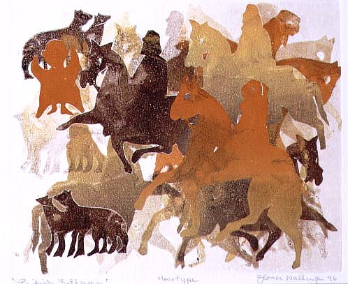 Pictish Gathering, 1996 (monotype)  à Gloria  Wallington