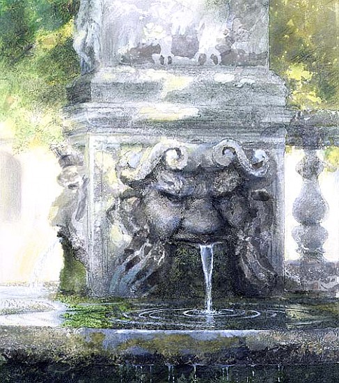 Fountain in the Borghese Gardens, Rome, 1982 (w/c and gouache on paper)  à Glyn  Morgan