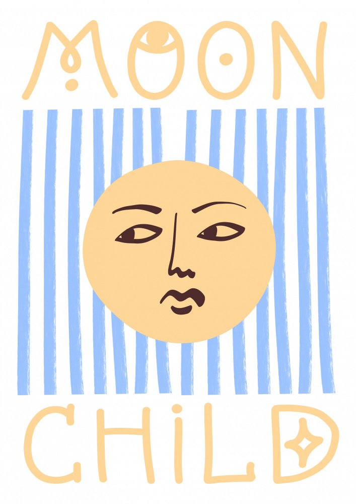 Striped Moon Child à Grace Digital Art Co