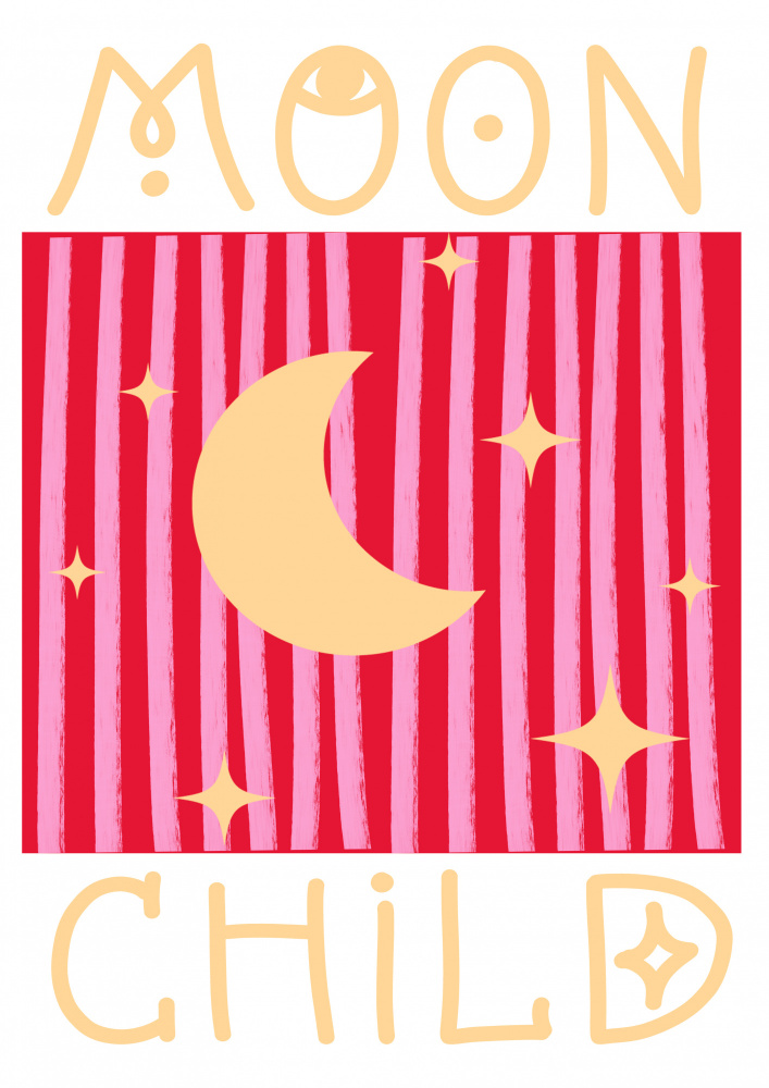 Pink and Red Moon Child à Grace Digital Art Co