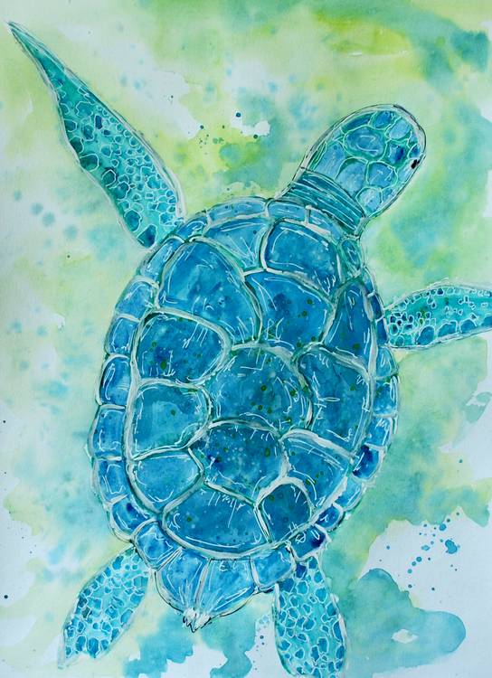 Blue Sea Turtle à Sebastian  Grafmann