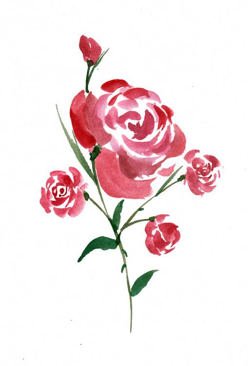 Intricate Watercolor Rose à Sebastian  Grafmann