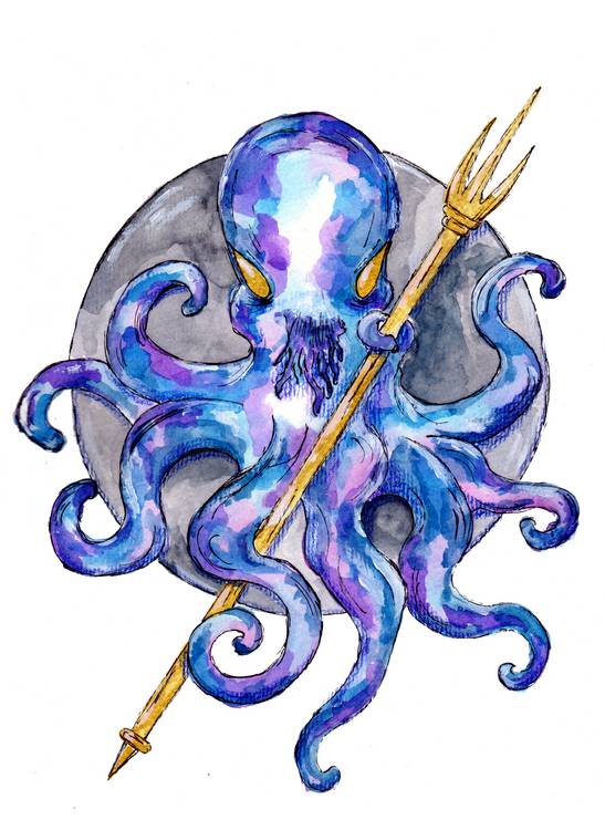 Purple Octopus with Trident à Sebastian  Grafmann