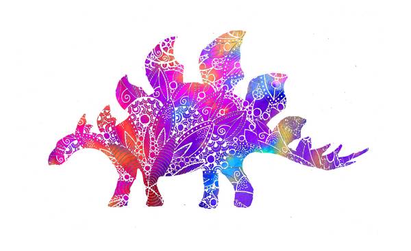 Rainbow Mandala Stegosaur Dinosaur à Sebastian  Grafmann