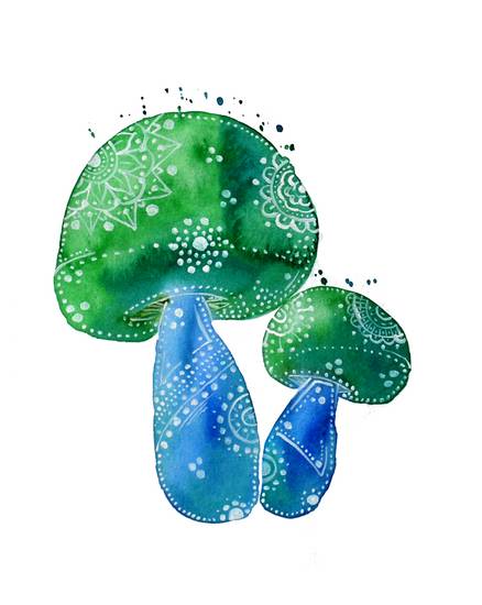 Blaugrüne Primitive Pilze