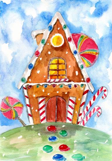 Lebkuchen Haus mit Lollipops