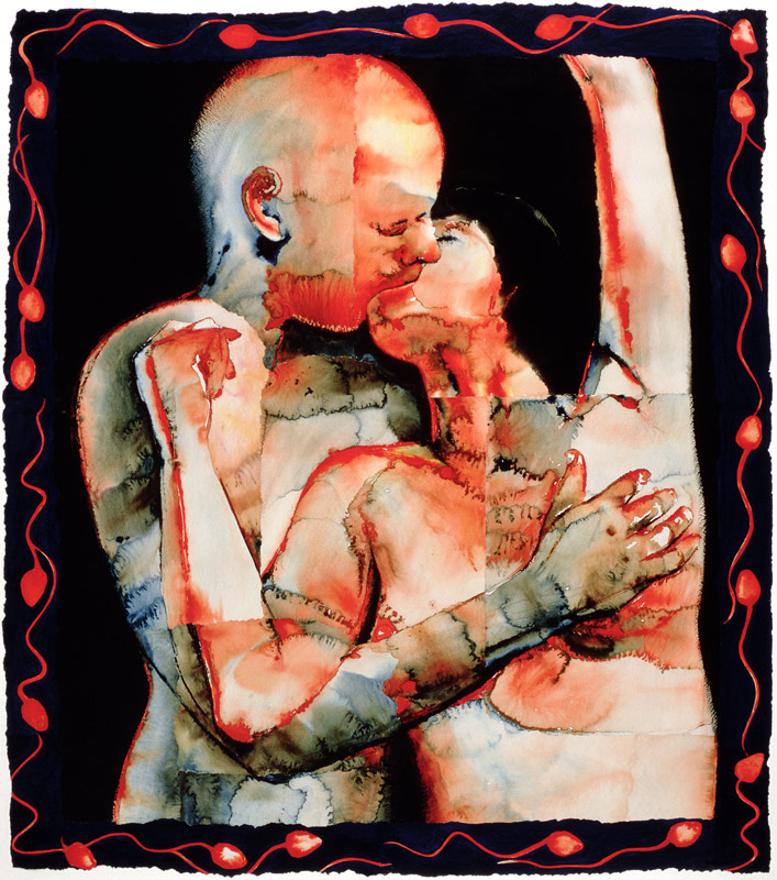 The Kiss, 1987 (w/c & acrylic on paper)  à Graham  Dean