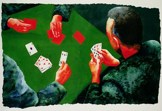 Card Game, 1988 (w/c and acrylic on paper)  à Graham  Dean