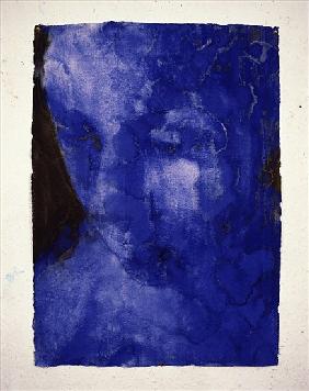 Small Blue Head, 1998 (w/c on indian handmade paper) 