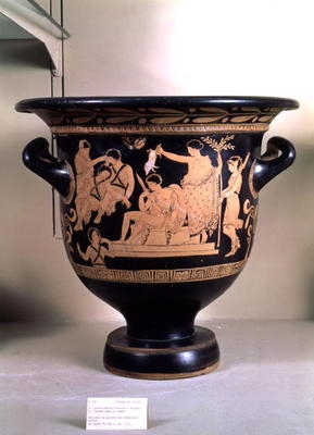 Attic red-figure krater depicting Orestes as suppliant at the shrine of Apollo in Delphi, attributed à Grec 4ème siècle av. JC