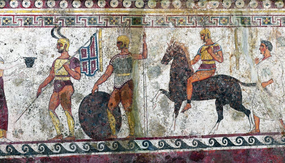 Foot soldiers and cavalry, tomb painting from Paestum à École grecque