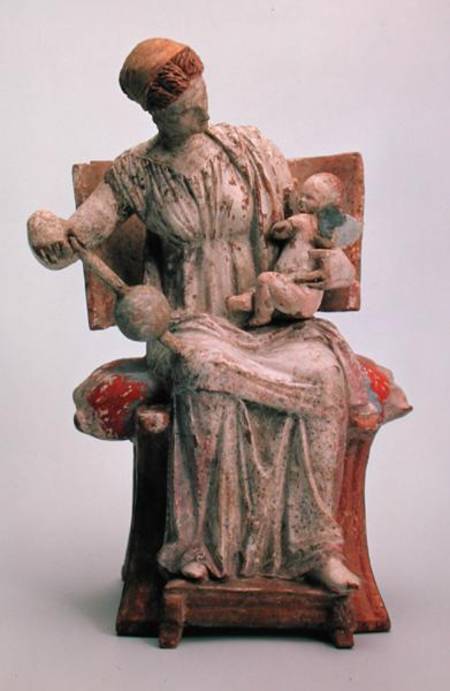 Figurine of Aphrodite playing with Eros, from Tanagra à École grecque