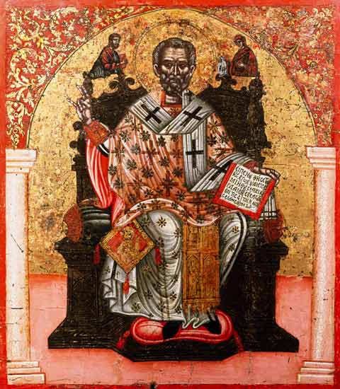 St. Nicholas enthroned, icon, from Thessalonica à École grecque