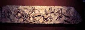 Greeks Fighting Persians, detail of a sculptured frieze from the Temple of Athena Nike on the Atheni