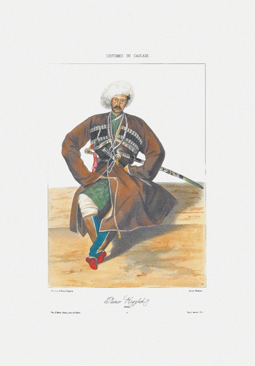 Prince Kazbek of Ossetia (From: Scenes, paysages, meurs et costumes du Caucase) à Grigori Grigorevich Gagarin