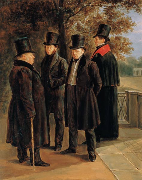 The Poets Aleksandr Pushkin (1799-1837), Ivan Krylov (1768/69-1844), Vasily Zhukovsky (1783-1852) an à Grigory Tchernezov