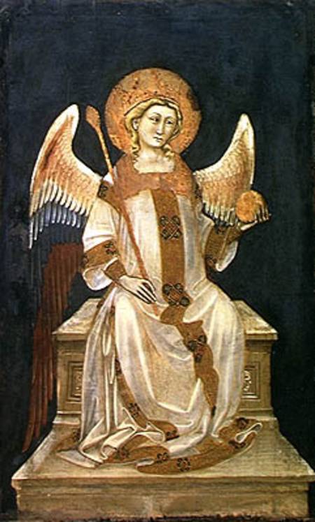 Angel Seated on a Throne, the Orb in one hand, the Sceptre in the other à Guariento d` Arpo