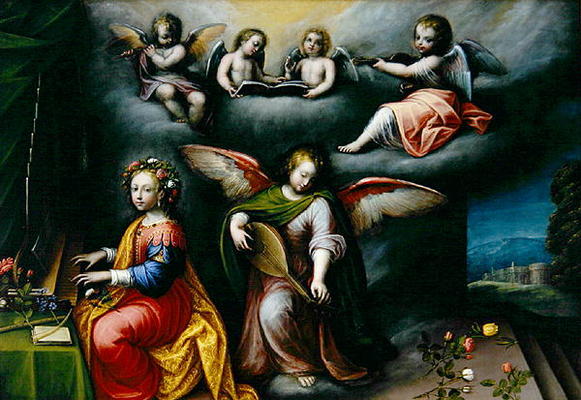 St. Cecilia (oil on canvas) à Guglielmo Caccia